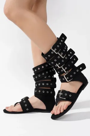 Black Buckled Trendy Sandal