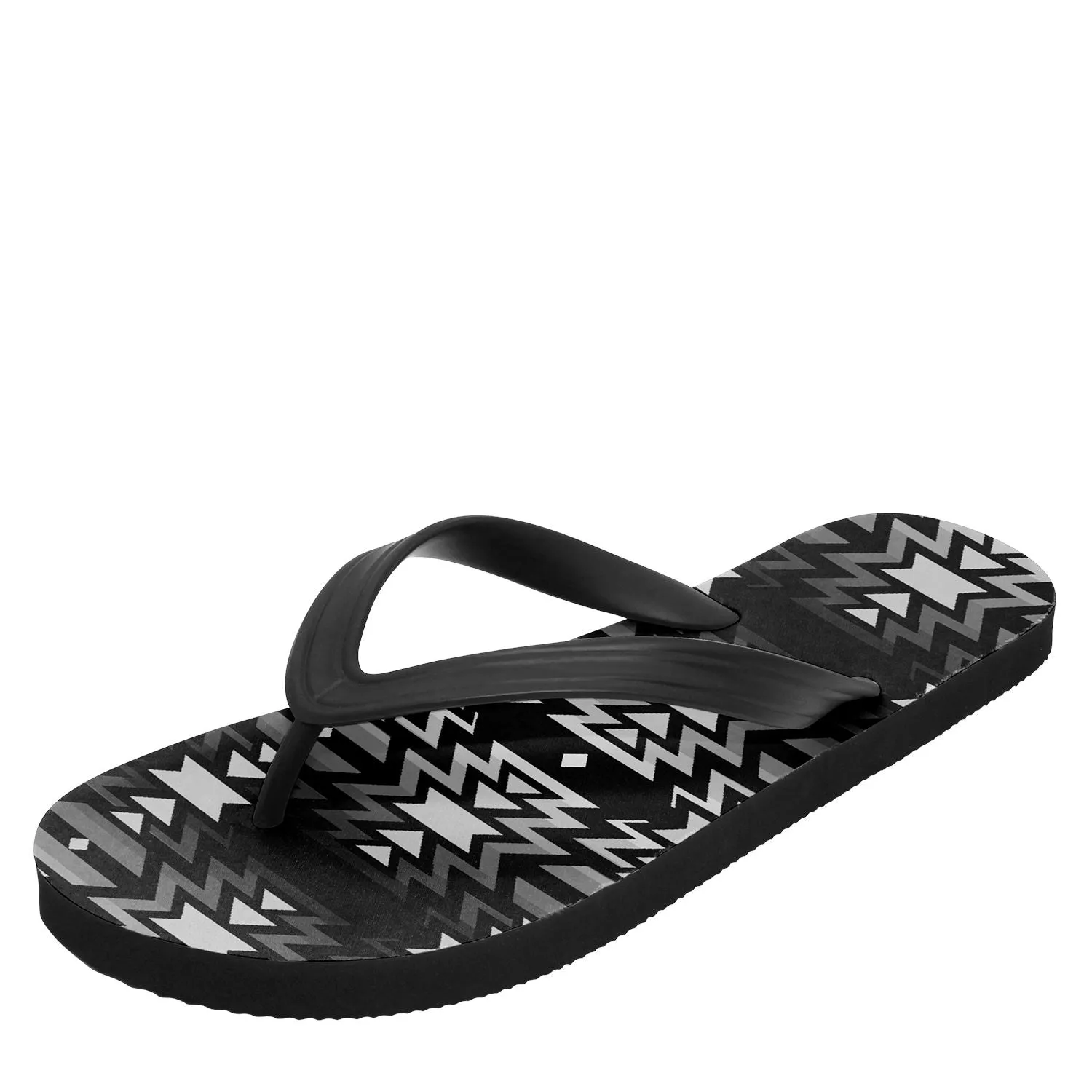 Black Fire Black and White Flip Flops