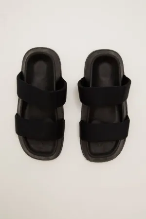 Black Flatform Slide Sandals