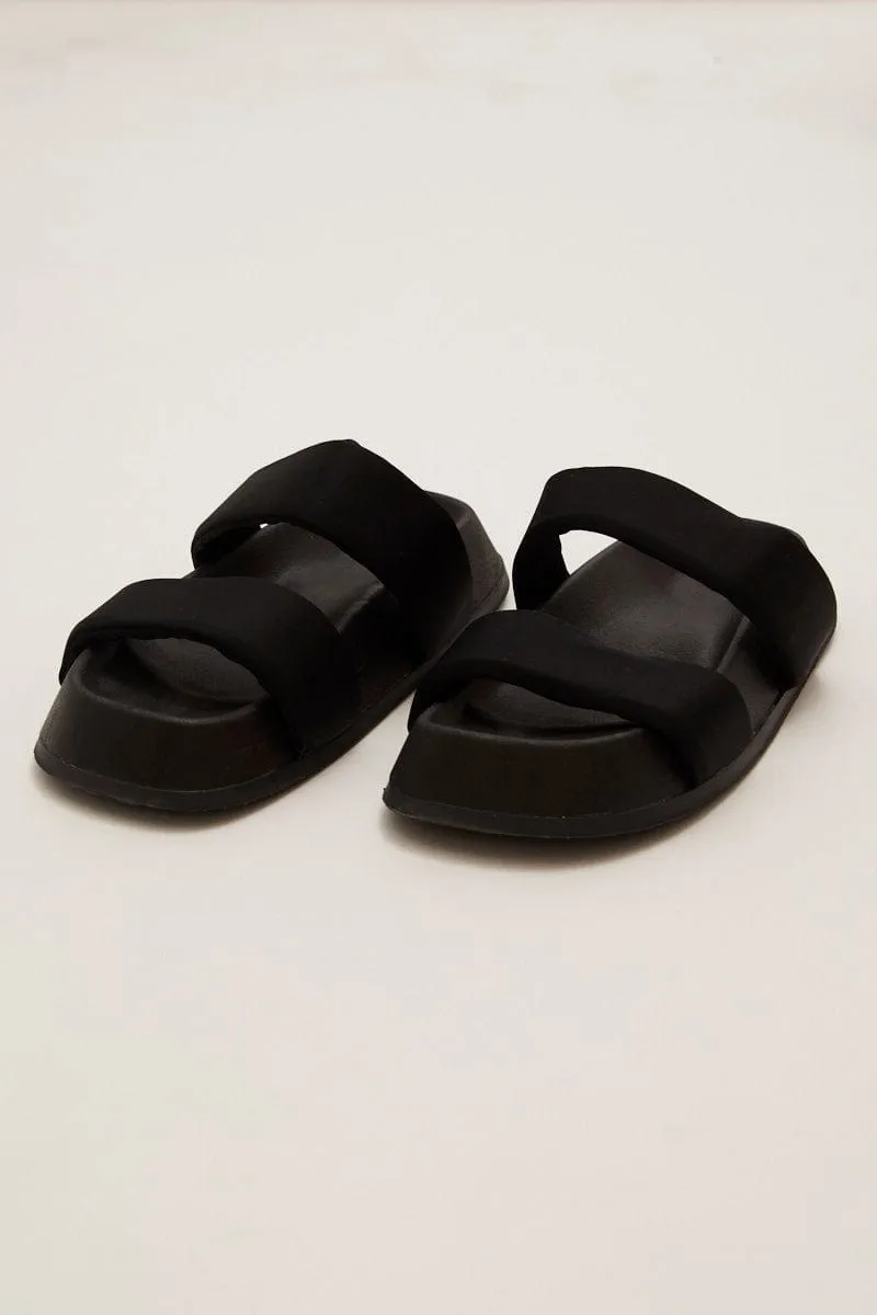 Black Flatform Slide Sandals