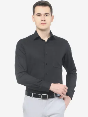 Black Solid Slim Fit Formal Shirt | JadeBlue