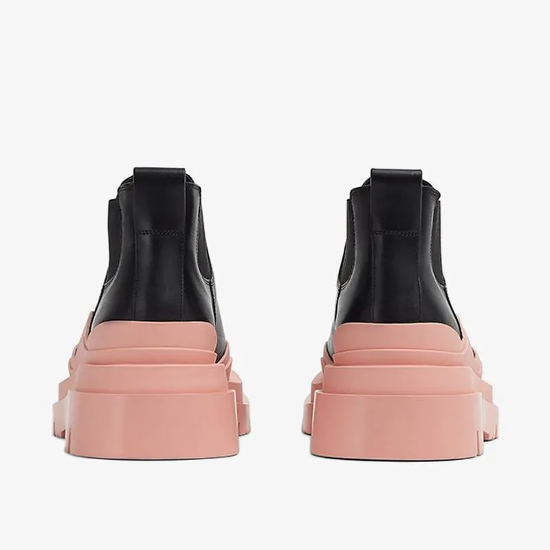 Black/Pink Cropped Chelsea Boots