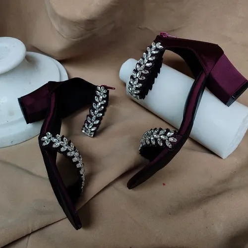 Bling Bride  (Wedding Stones Crystals Blocks MAROON Heels)