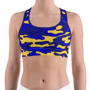 Blue & Yellow Camo Sports Bra