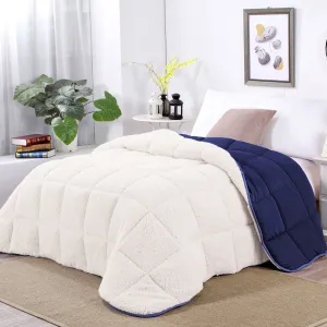 Blue Depth Sherpa Fleece Reversible 3 Pcs Comforter Set King