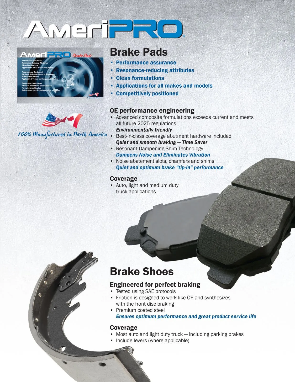 Brake Pads Parking Shoes for Ram Promaster 2500 2016-2022 W/ Rear Solid Rotors