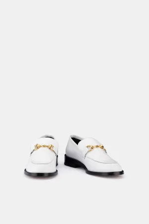 Brighton gold trim loafer white