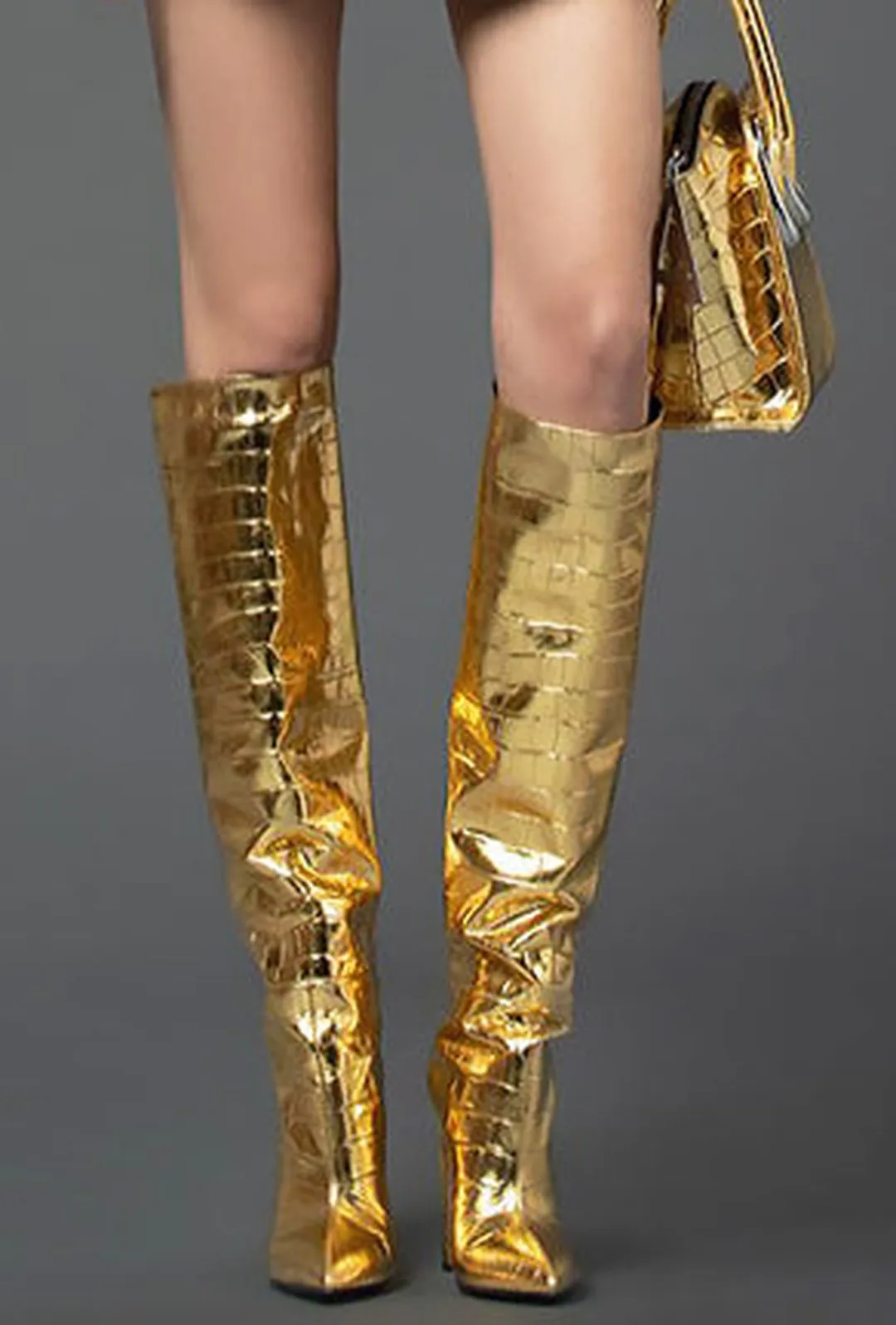 BRINLEY - METALLIC KNEE HIGH BOOTS