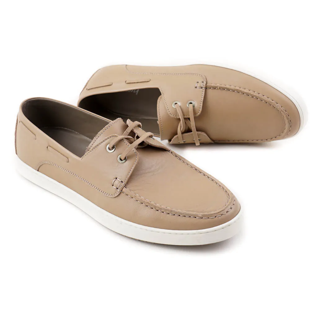 Brioni Tan Calf Leather Boat Shoes