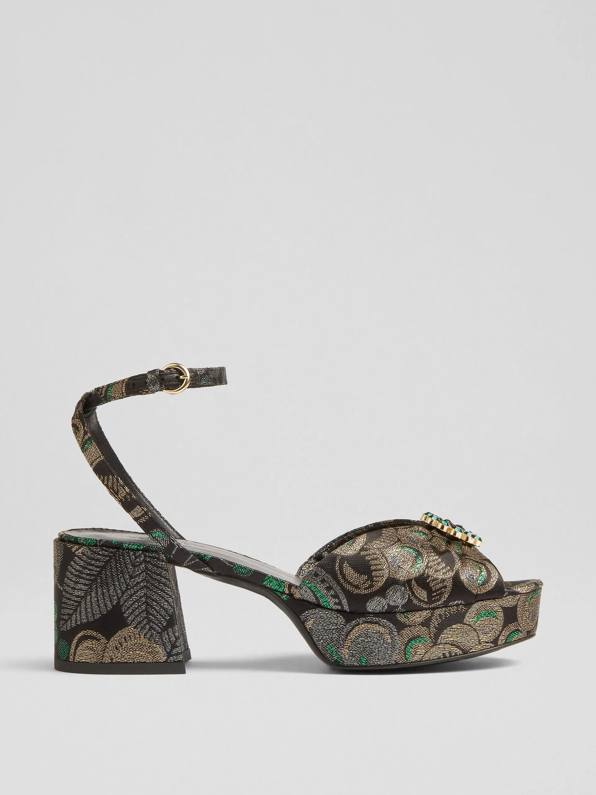 Brittany metallic fruit brocade platform sandals