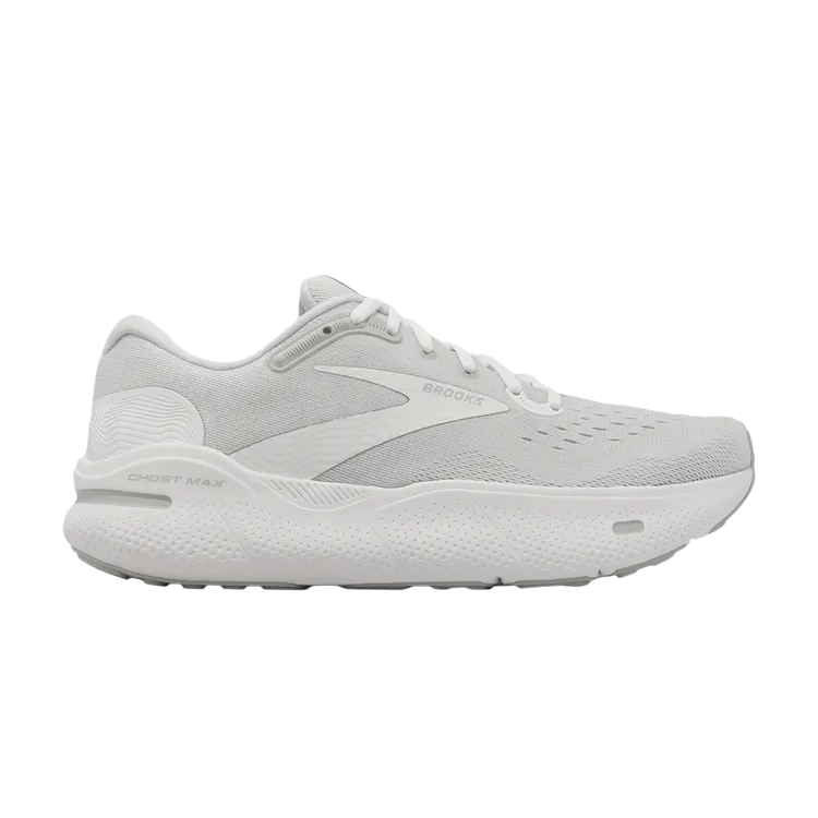 Brooks Ghost Max White Oyster Metallic Silver Sneakers, White