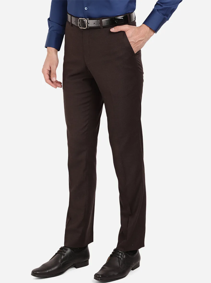 Brown Checked Classic Fit Formal Trouser | JadeBlue