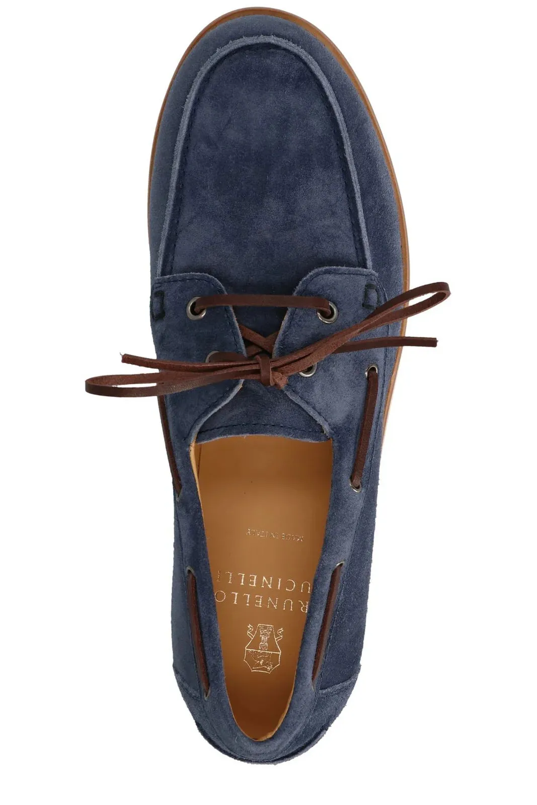 Brunello Cucinelli Men's Boat Lace-Up Loafers in Navy