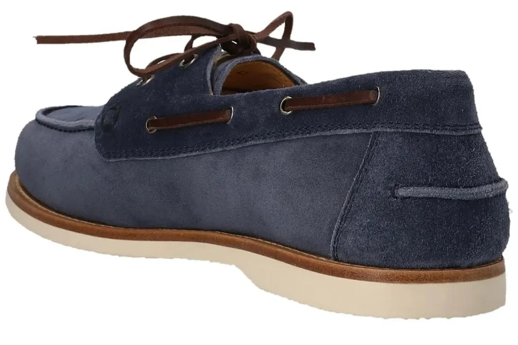 Brunello Cucinelli Men's Boat Lace-Up Loafers in Navy