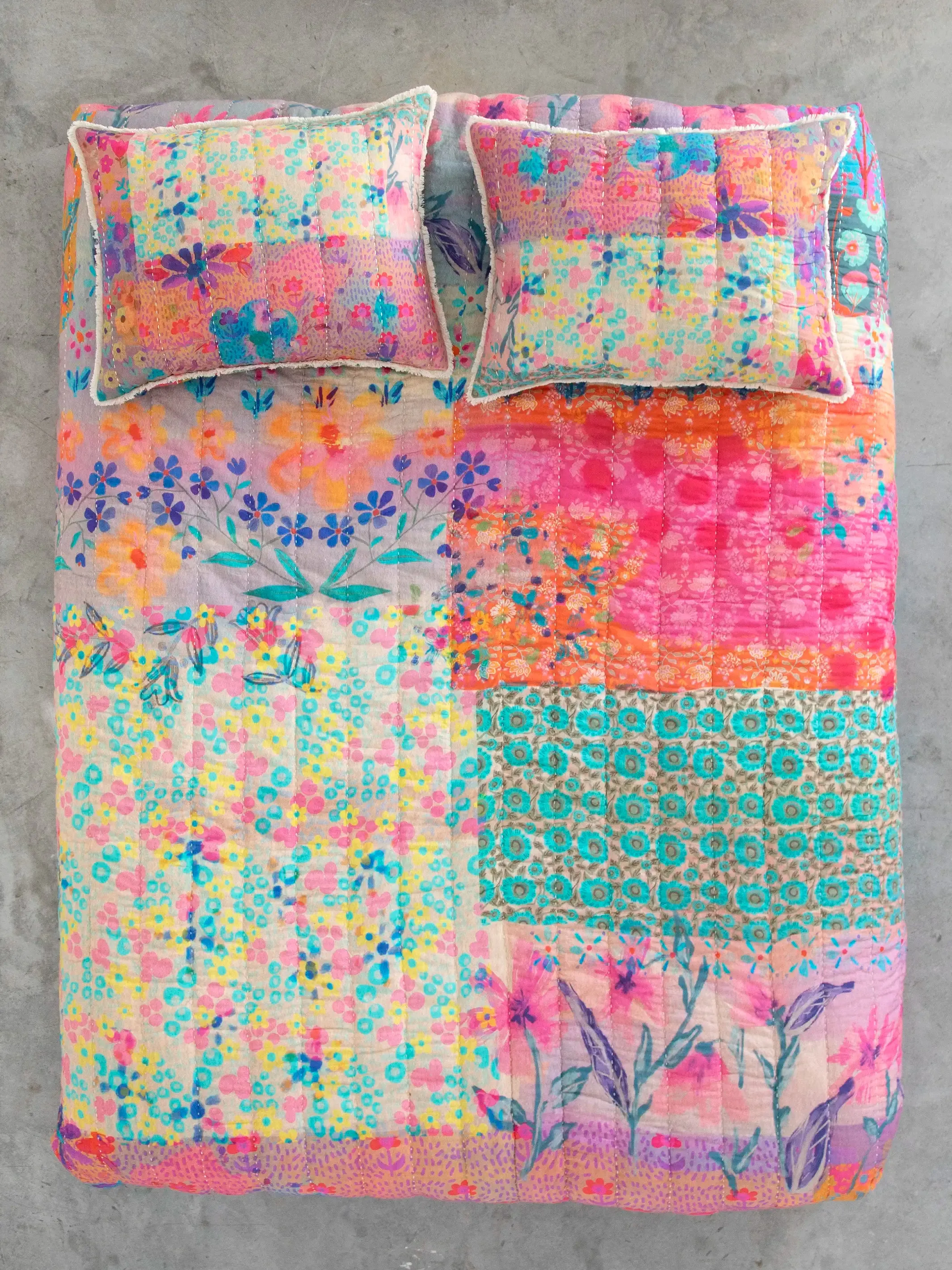 Bungalow Reversible Cotton Quilt - Live Happy