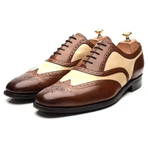 'Cambridge' Brown Beige Two Tone Leather Brogues UK 9.5 FX