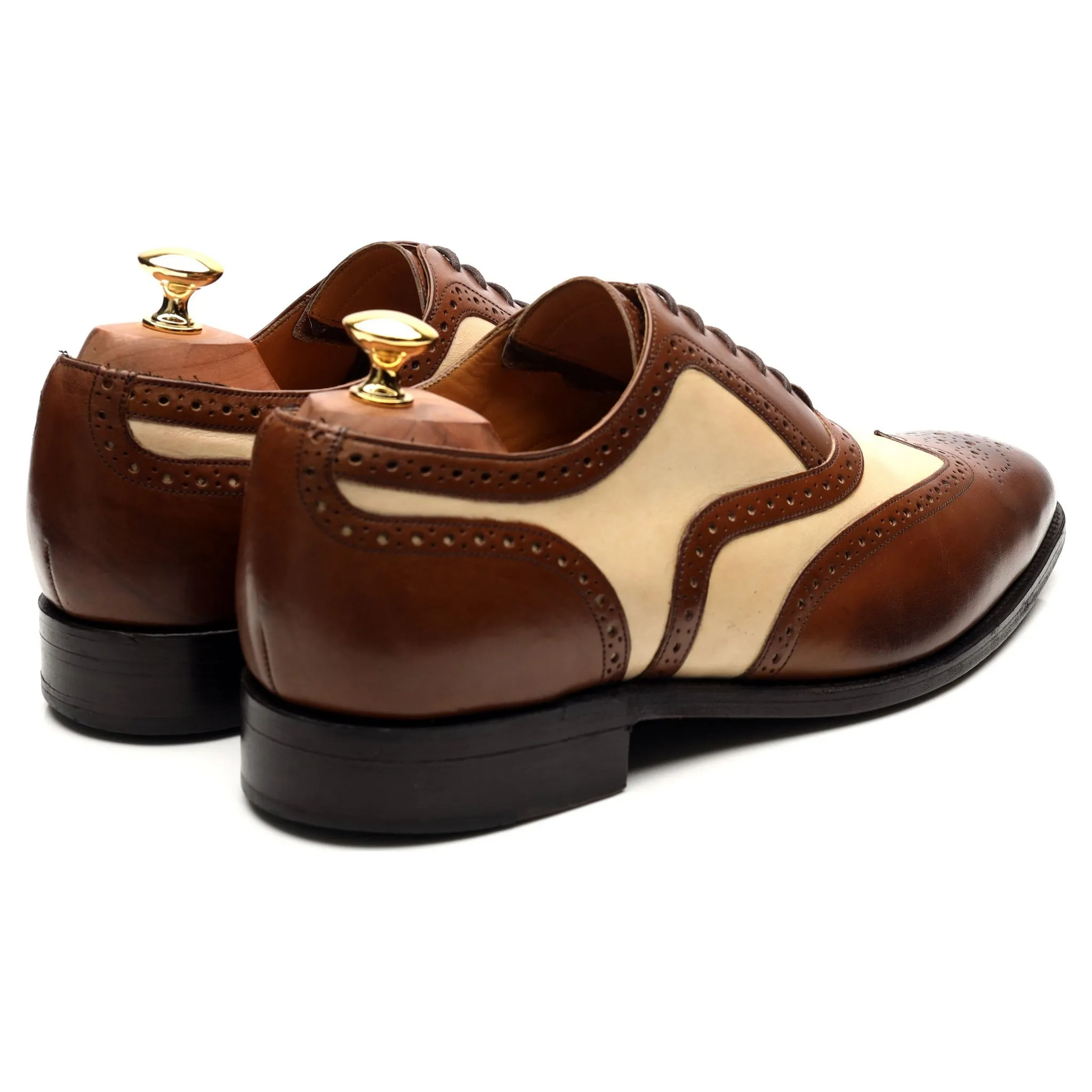 'Cambridge' Brown Beige Two Tone Leather Brogues UK 9.5 FX