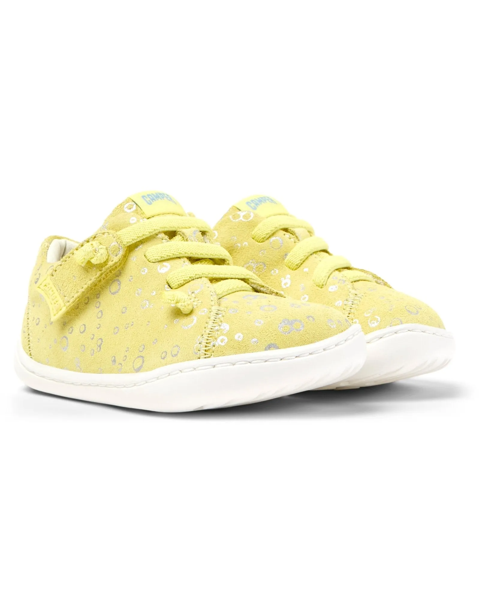 Camper: Peu Cami Velcro Kids Shoes - Yellow Bubbles