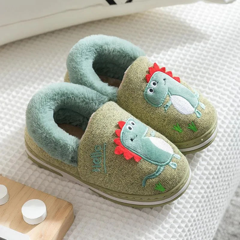 Children's Winter Cotton Dinosaur Slippers Are Soft, Non-Slip And Warm