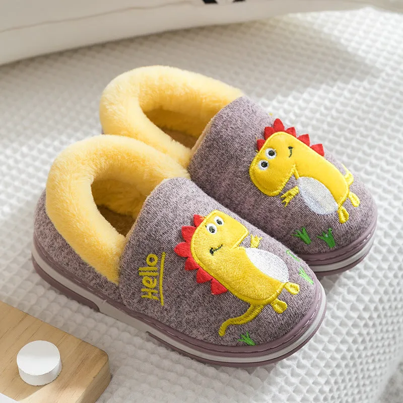 Children's Winter Cotton Dinosaur Slippers Are Soft, Non-Slip And Warm