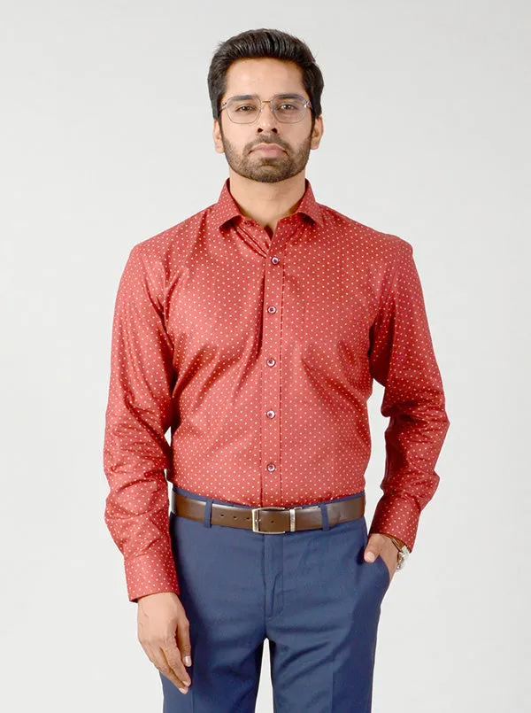 Claret Maroon Self Textured Regular Fit Formal Shirt | Greenfibre