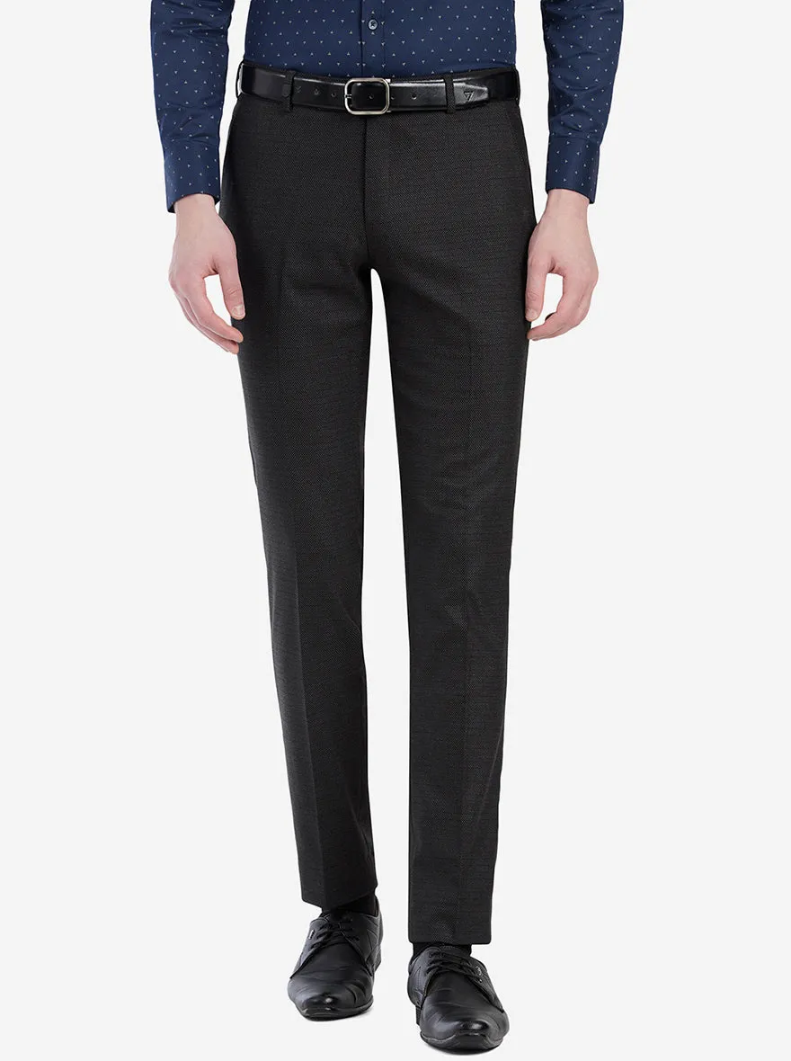 Coal Black Solid Super Slim Fit Formal Trouser | JadeBlue