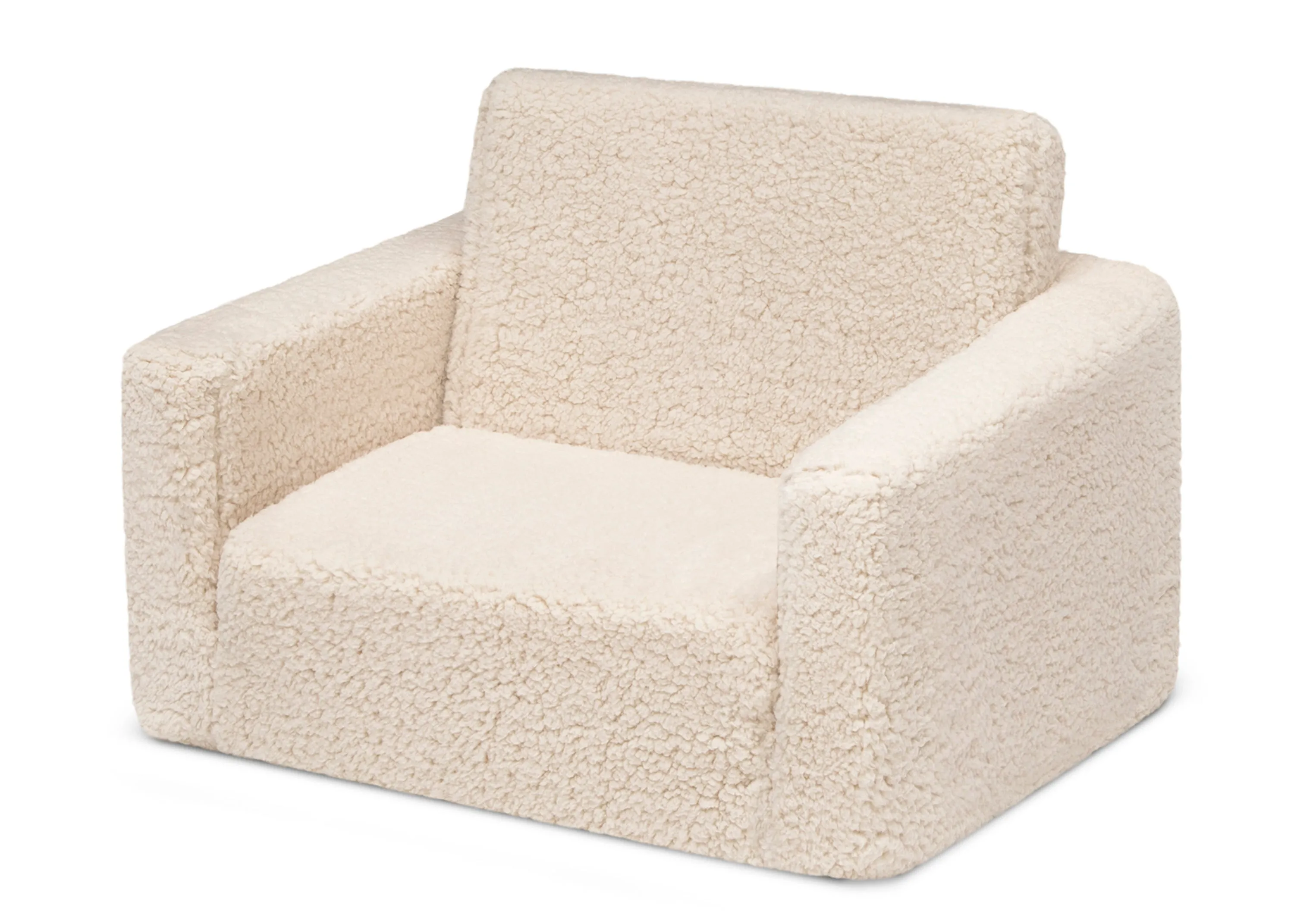 Cozee Flip-Out Sherpa 2-in-1 Convertible Chair to Lounger for Kids