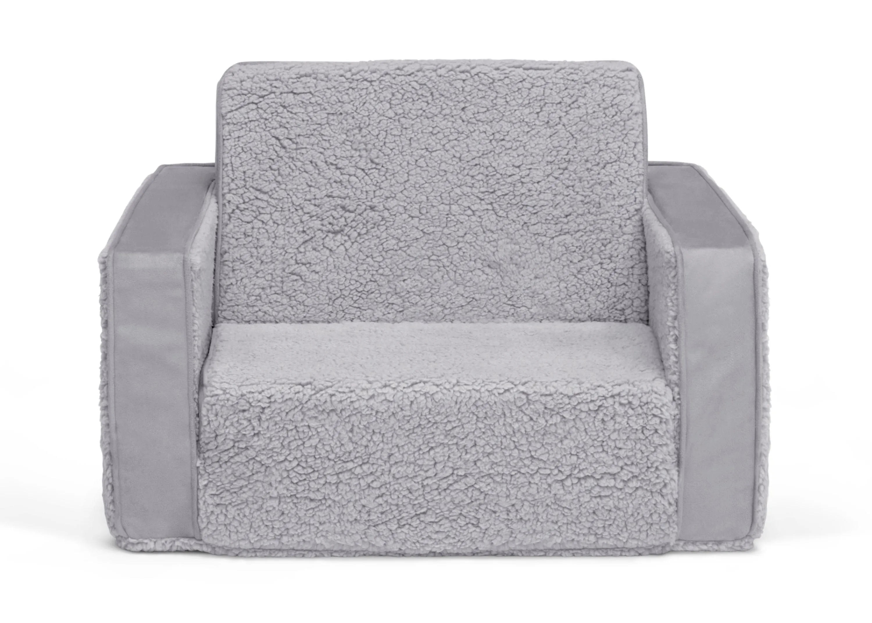 Cozee Flip-Out Sherpa and Suede 2-in-1 Convertible Chair to Lounger for Kids