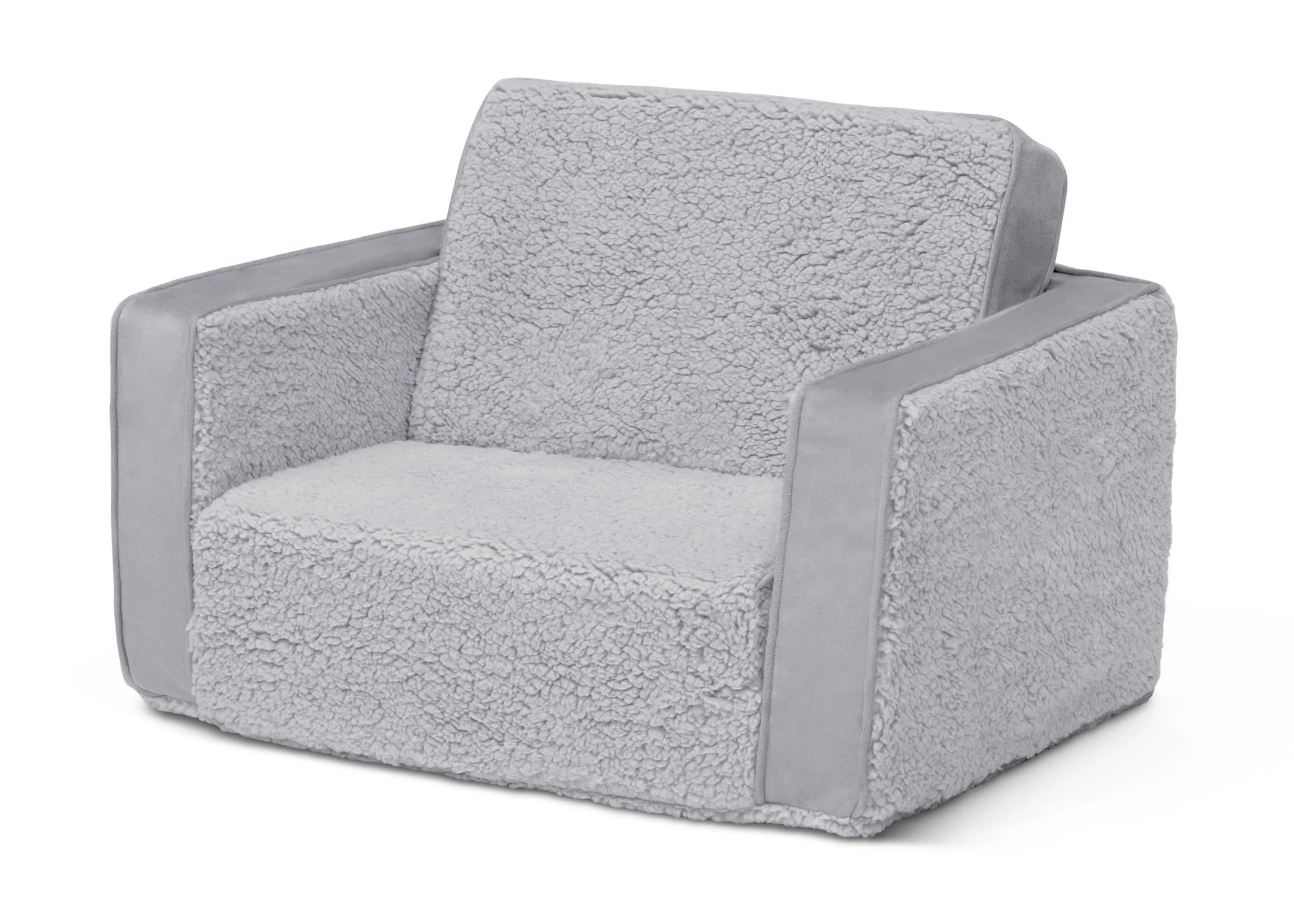 Cozee Flip-Out Sherpa and Suede 2-in-1 Convertible Chair to Lounger for Kids