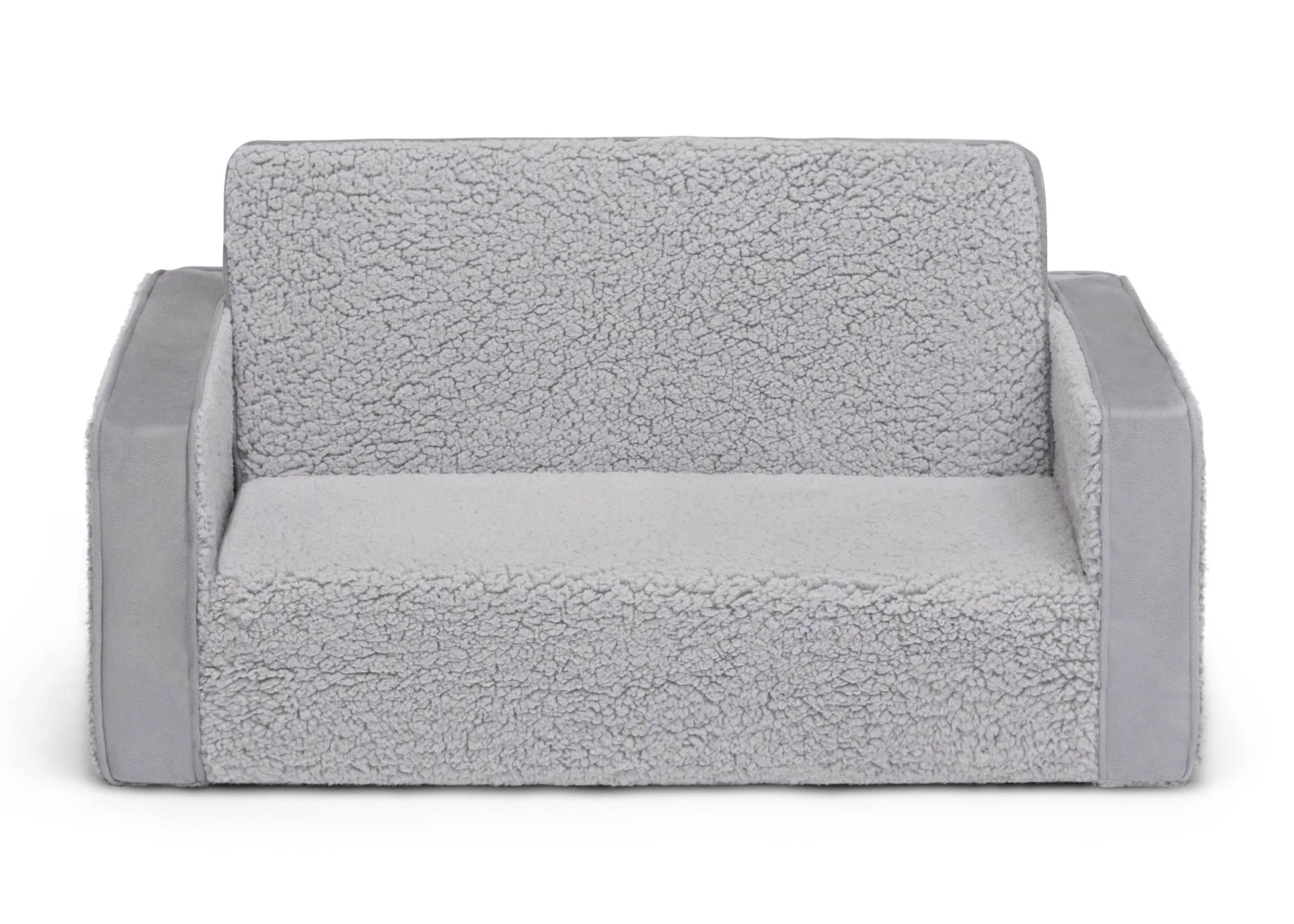 Cozee Flip-Out Sherpa and Suede 2-in-1 Convertible Sofa to Lounger for Kids