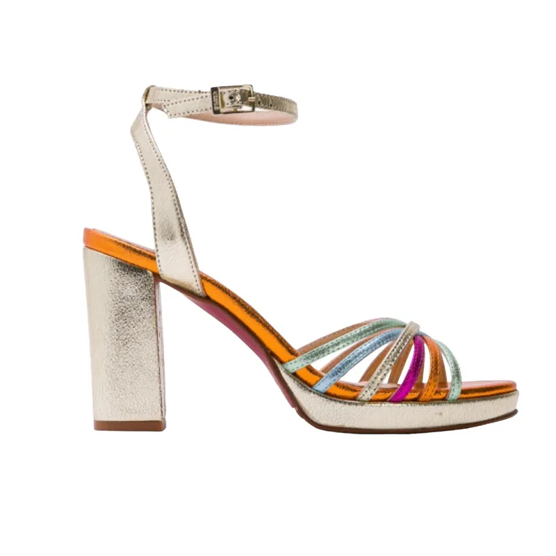 Cuple Multicolor Leather Platform Sandals