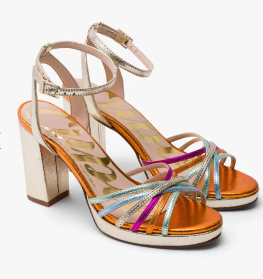 Cuple Multicolor Leather Platform Sandals