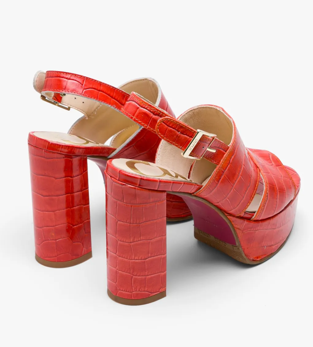 Cuple Orange Leather Platform Sandals