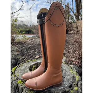 *Custom Kingsley Capri 02 Dressage Boot - Nature Camel with Brogues, Eve Top & Swarovski