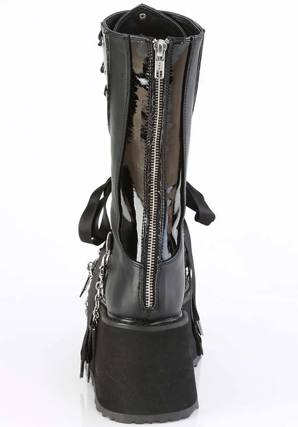 DAMNED-120 [Black/Patent] | PLATFORM BOOTS [PREORDER]