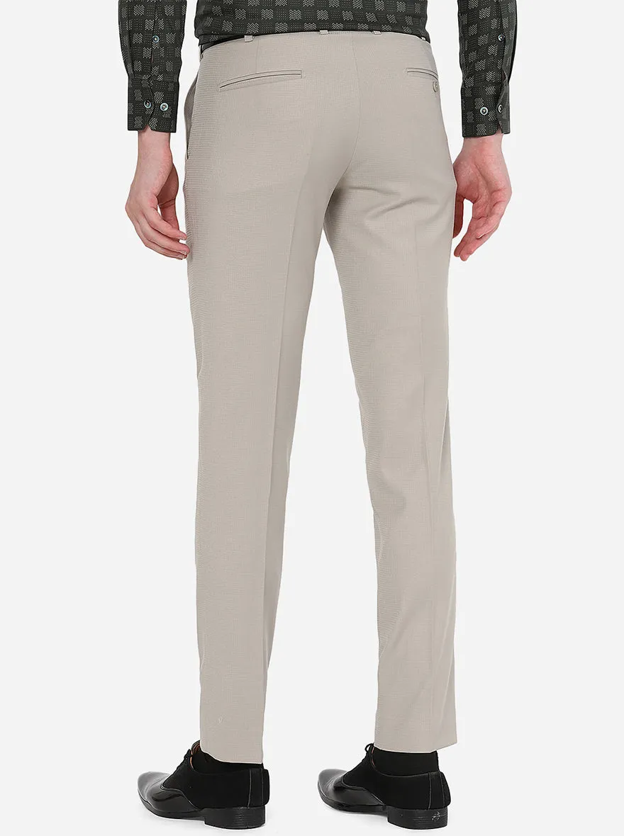 Dark Beige Solid Super Slim Fit Formal Trouser | JadeBlue