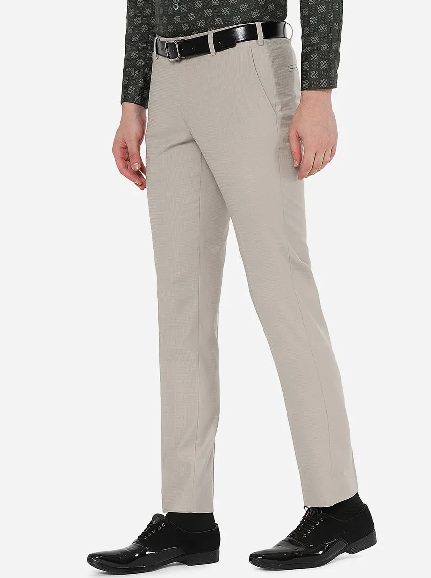 Dark Beige Solid Super Slim Fit Formal Trouser | JadeBlue