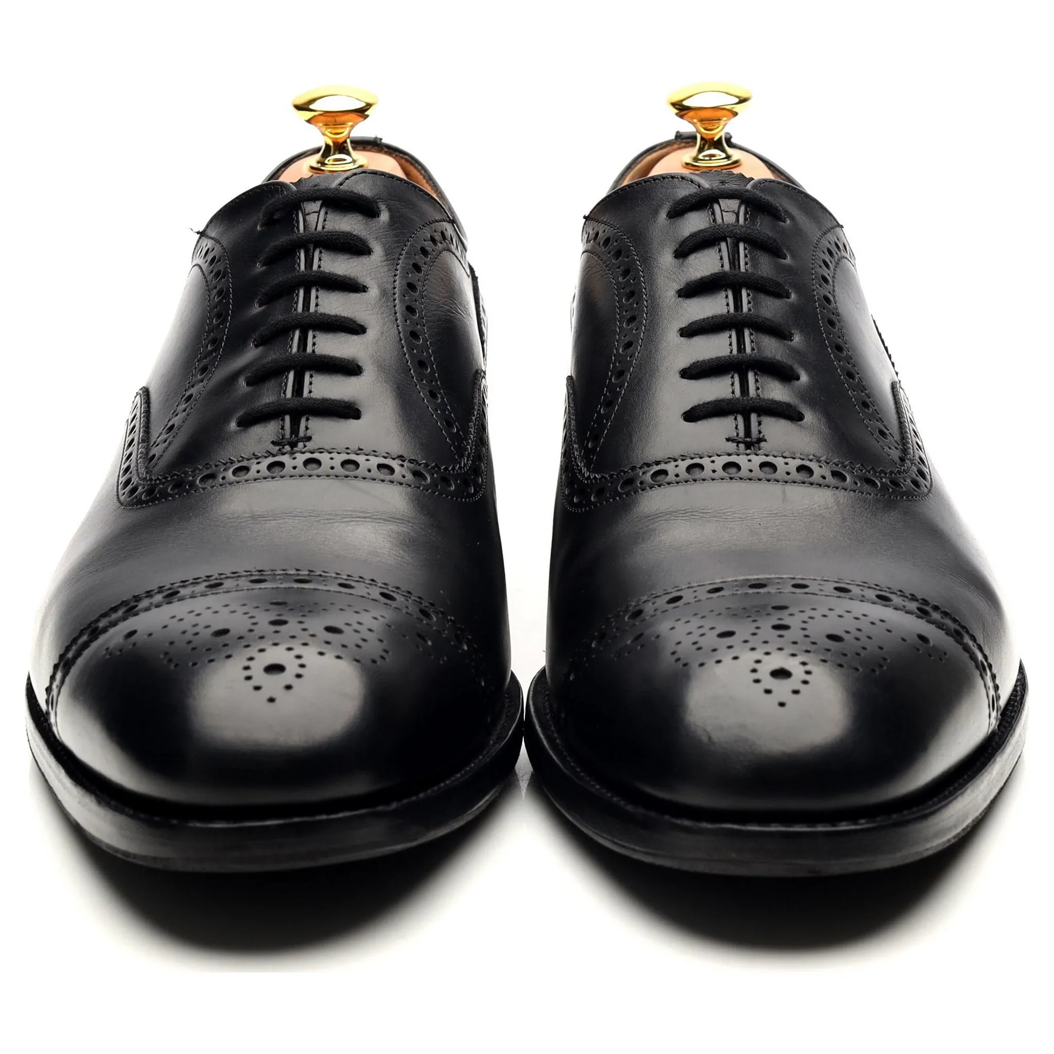 'Diplomat' Black Leather Oxford Semi Brogues UK 12 F