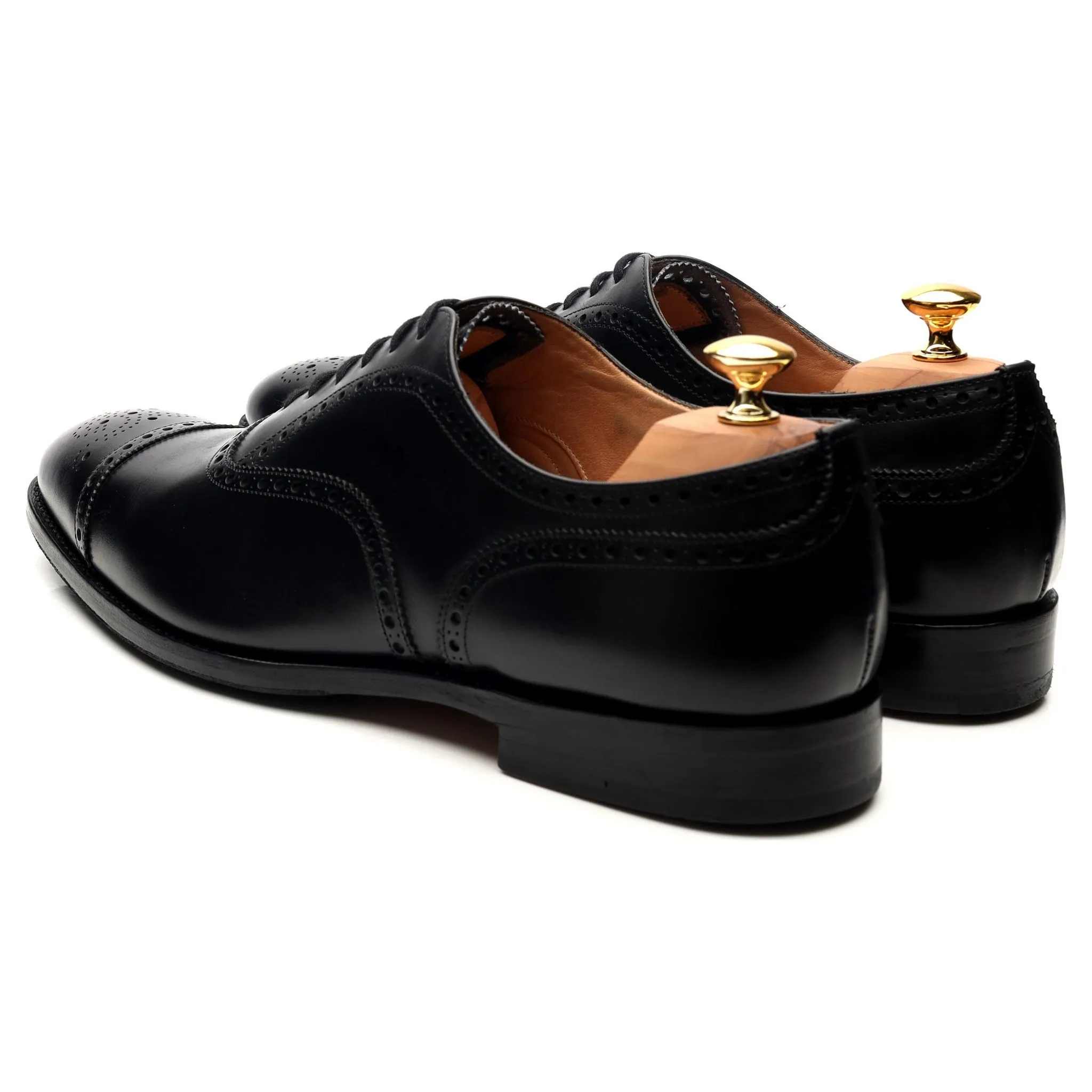 'Diplomat' Black Leather Oxford Semi Brogues UK 12 F