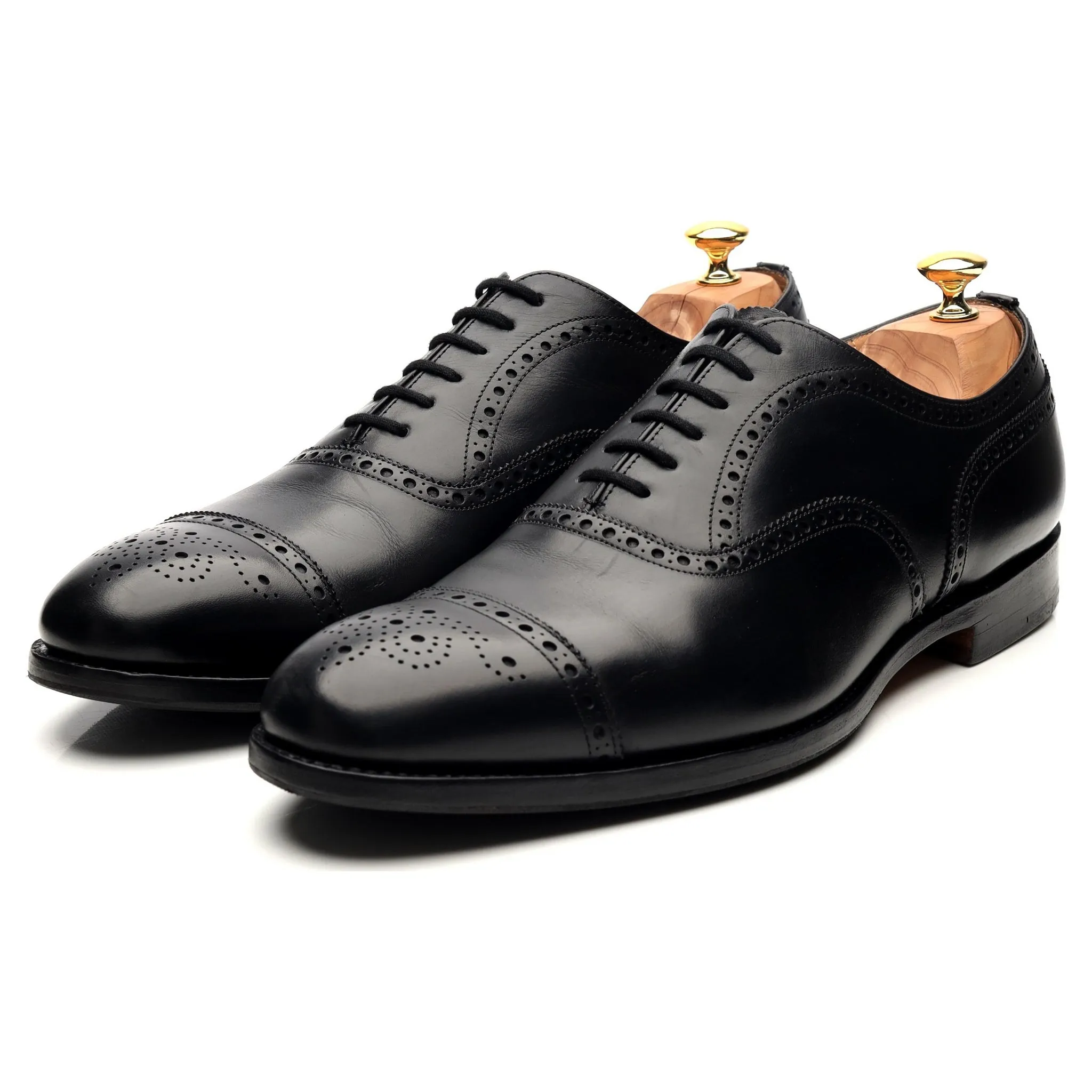 'Diplomat' Black Leather Oxford Semi Brogues UK 12 F