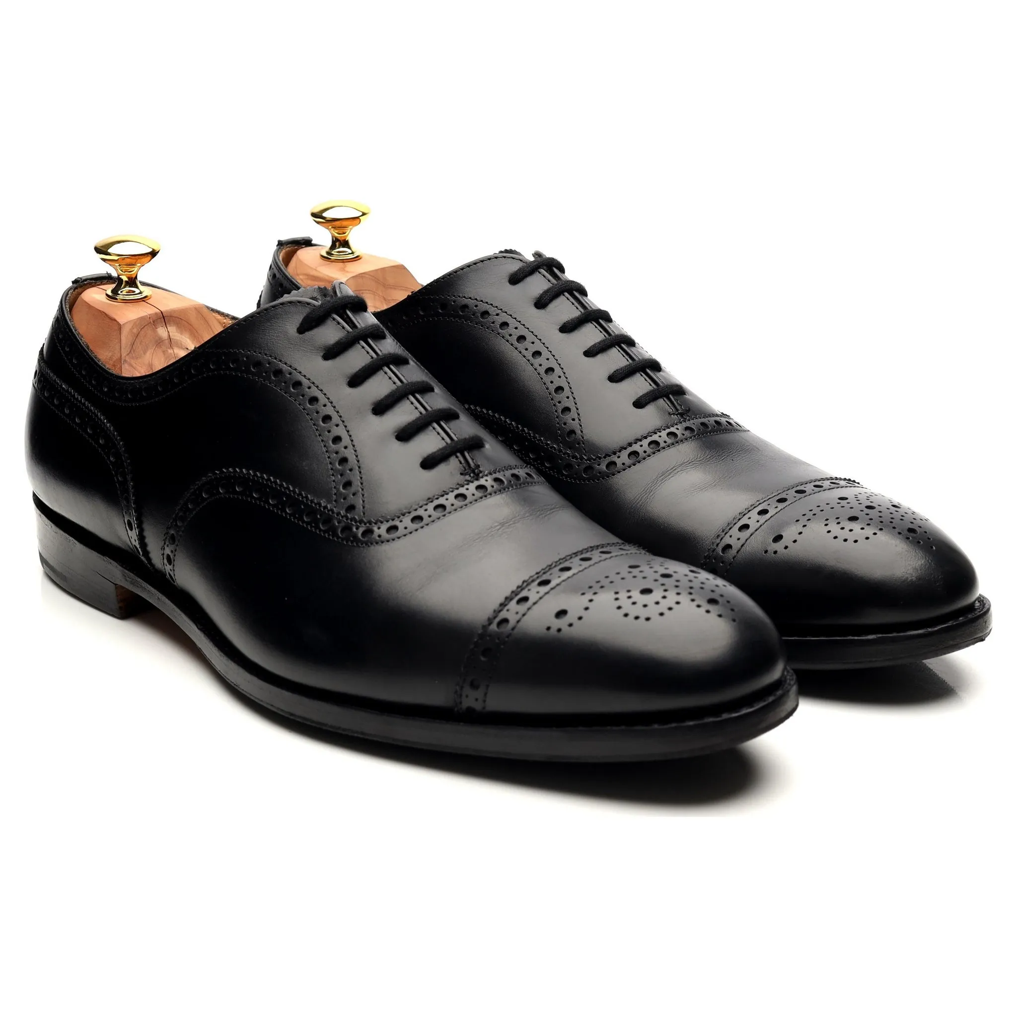 'Diplomat' Black Leather Oxford Semi Brogues UK 12 F