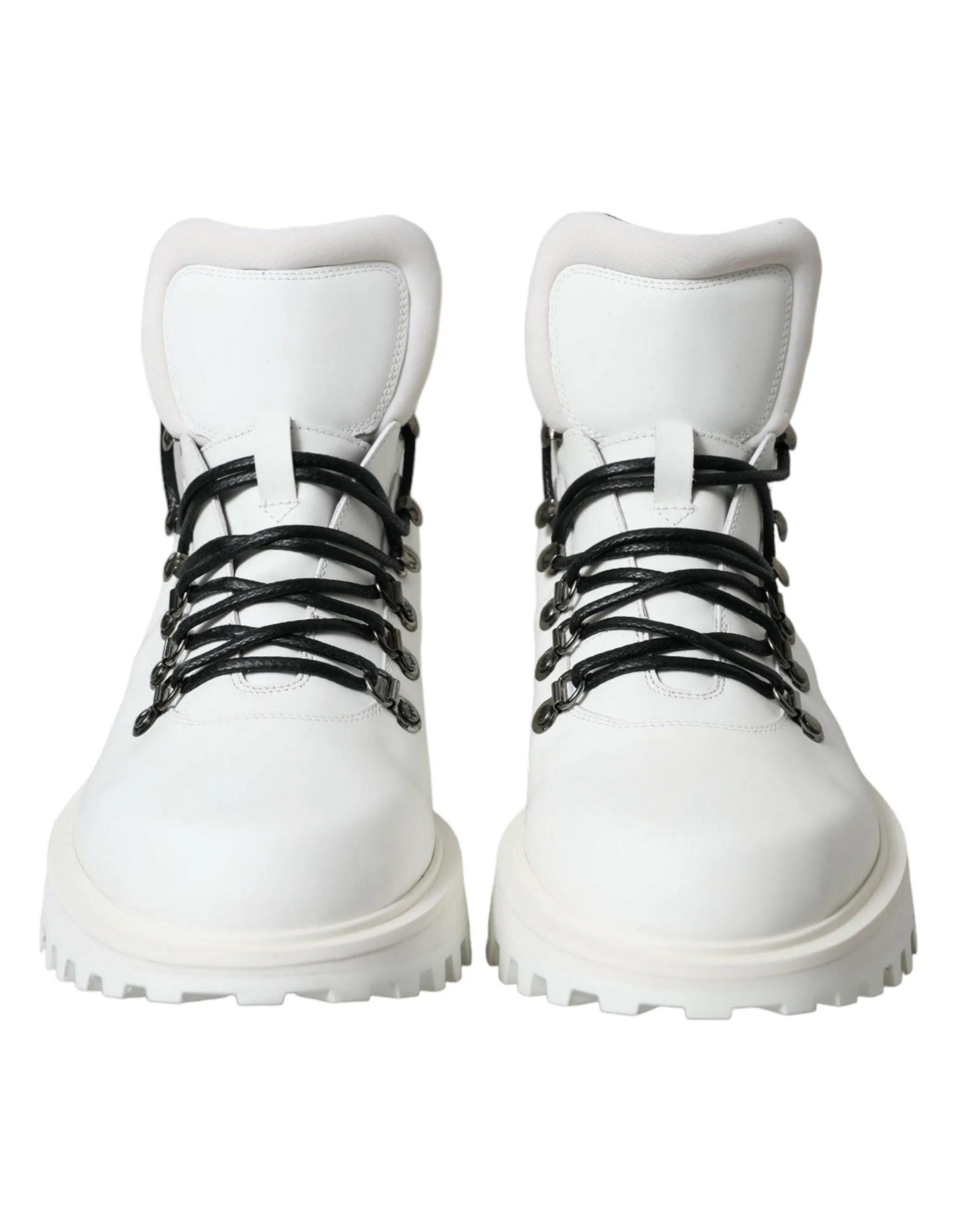 Dolce & Gabbana White Vulcano Trekking Ankle Boots Shoes