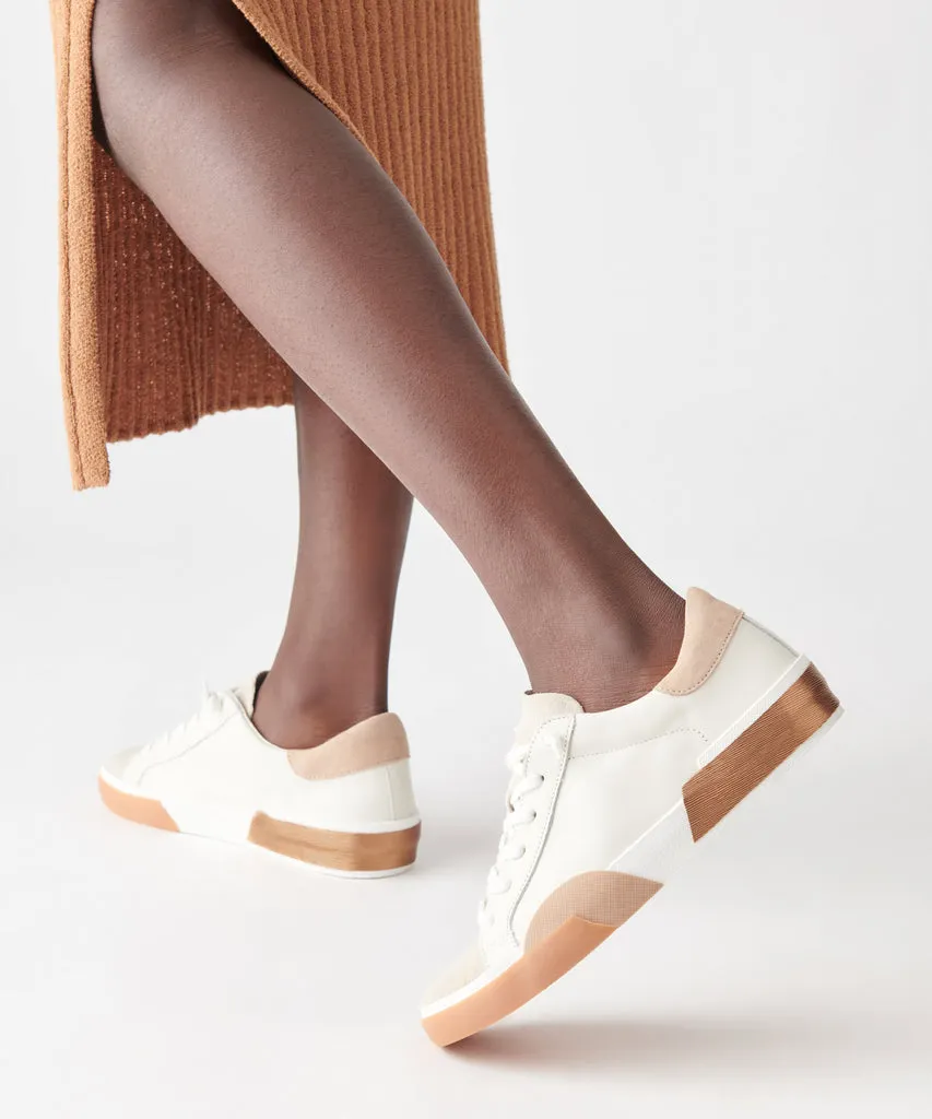 Dolce Vita Zina Leather Sneakers in White Tan