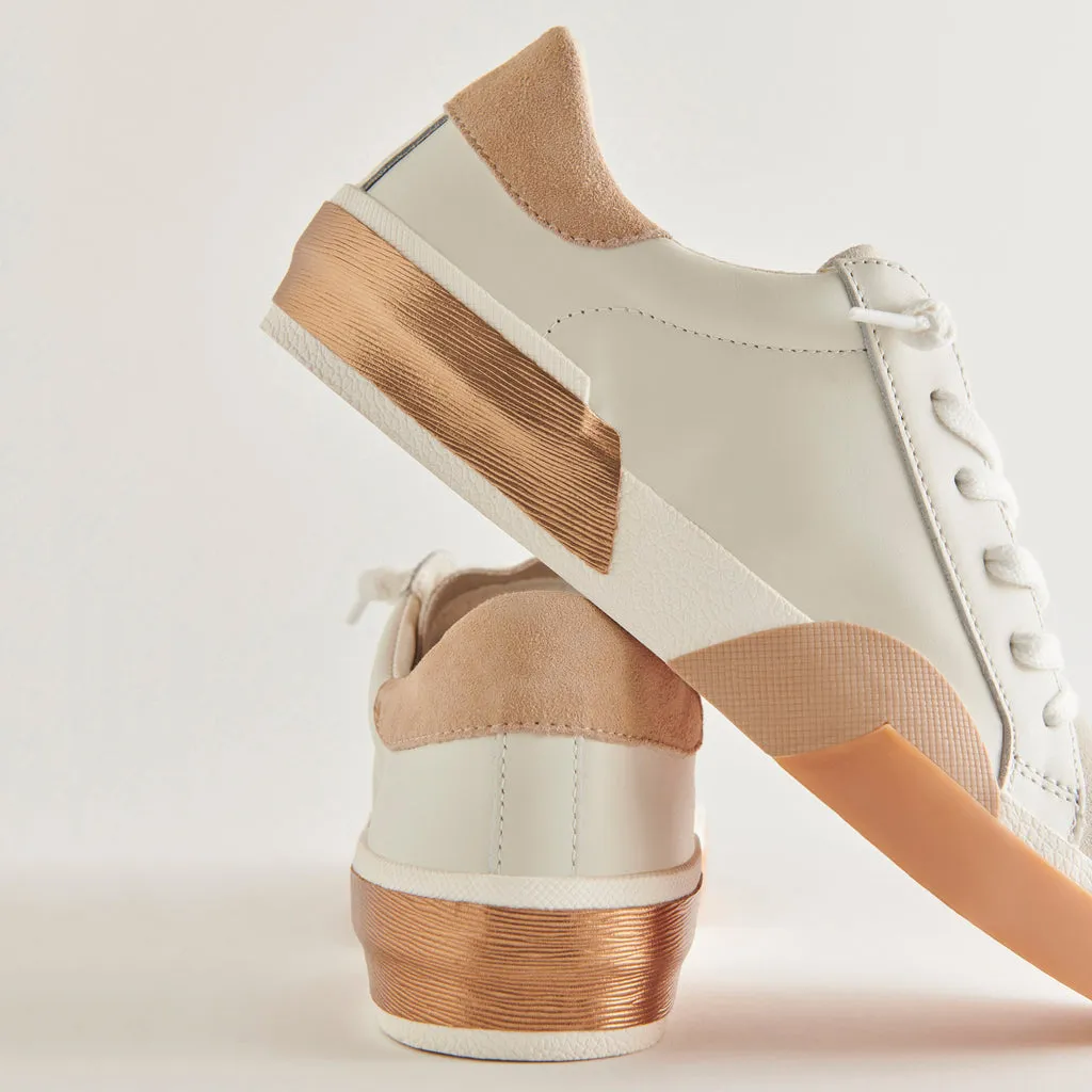 Dolce Vita Zina Leather Sneakers in White Tan