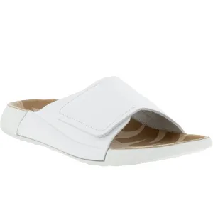 ECCO Womens Cozmo Leather Sliders - White