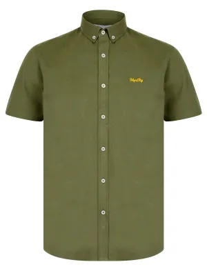 Elbury 3 Short Sleeve Cotton Twill Shirt in Dusty Olive - Tokyo Laundry