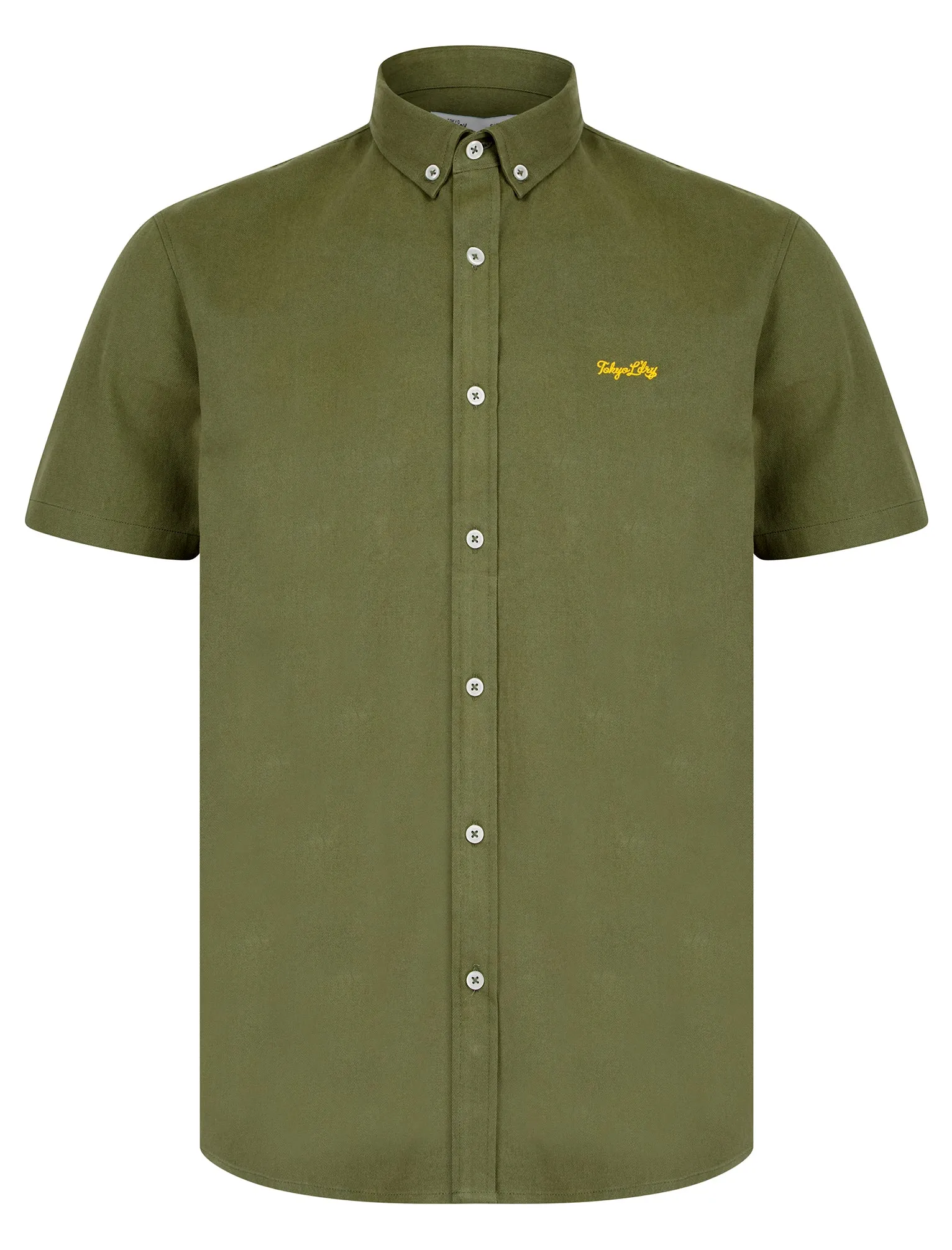 Elbury 3 Short Sleeve Cotton Twill Shirt in Dusty Olive - Tokyo Laundry