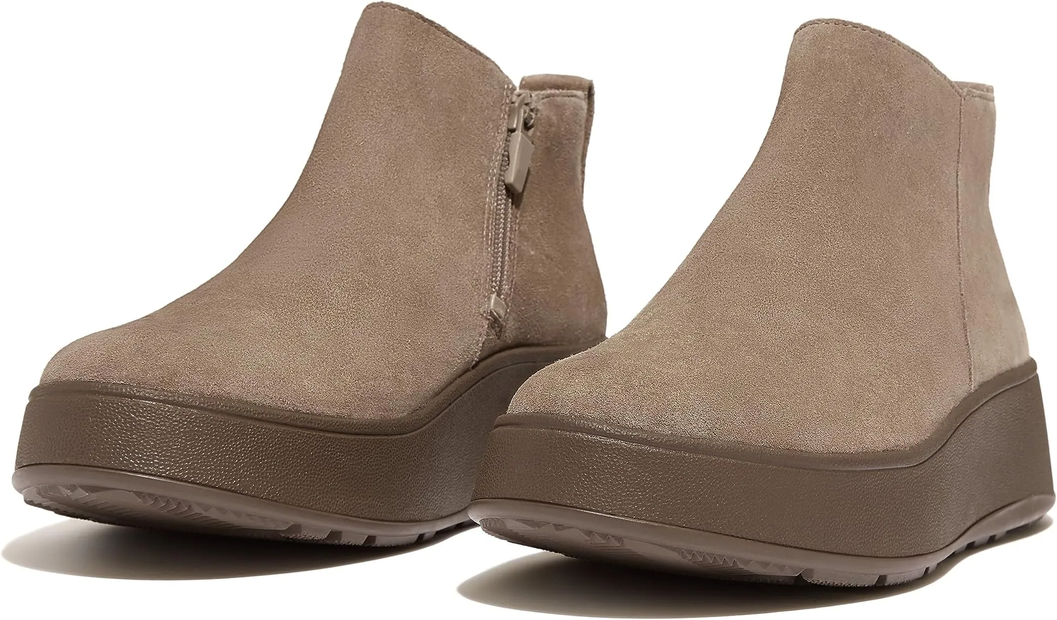 F-Mode Suede Flatform Zip Ankle Boots FitFlop, Minky Gray