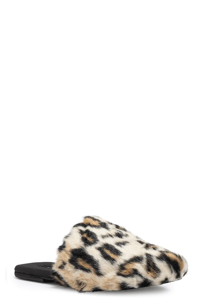 Faux Leopard Fur Slide