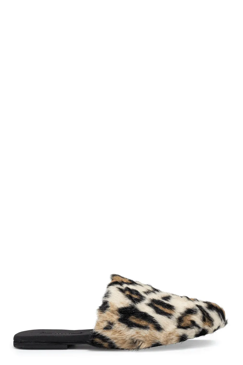 Faux Leopard Fur Slide